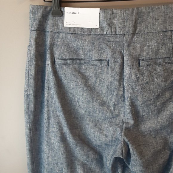 Ann Taylor "The Ankle Pant" Linen Cotton Mid-Rise Light Blue | New! Size 4 - Picture 9 of 13